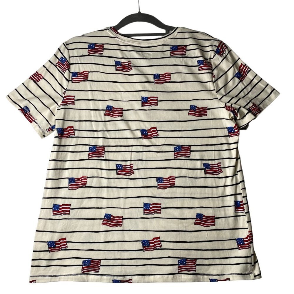 Coral Bay USA Flag Shirt July 4th Women Size Large Cotton‎ Blend Patriotic - Picture 5 of 8